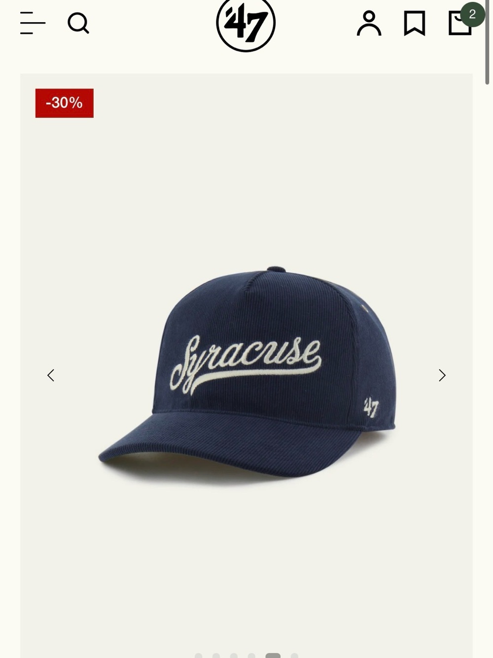 '47 Corduroy Syracuse Script Cap in Navy